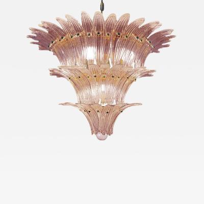 Mid Century Modern Pink Palmette Murano Glass Chandelier