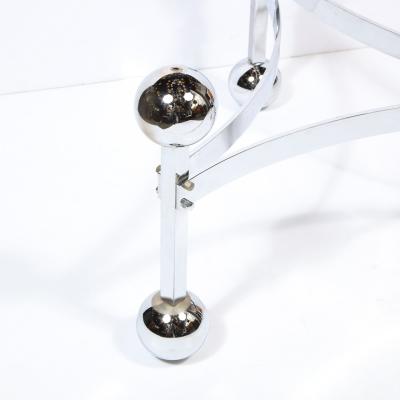 Mid Century Modern Polished Chrome Glass Cocktail with Spherical Detailing