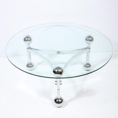 Mid Century Modern Polished Chrome Glass Cocktail with Spherical Detailing