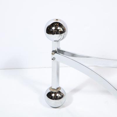 Mid Century Modern Polished Chrome Glass Cocktail with Spherical Detailing