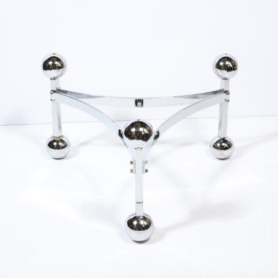 Mid Century Modern Polished Chrome Glass Cocktail with Spherical Detailing