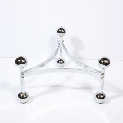 Mid Century Modern Polished Chrome Glass Cocktail with Spherical Detailing
