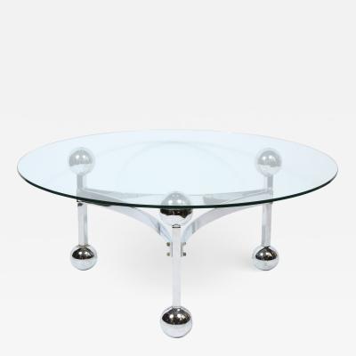 Mid Century Modern Polished Chrome Glass Cocktail with Spherical Detailing