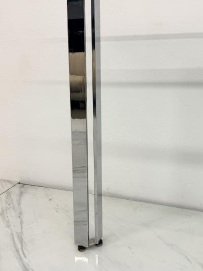 Mid Century Modern Polished Stainless Steel and Glass Dining Table
