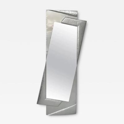 Mid Century Modern Postmodern Italian Metal Frame Full Length Wall Mirror 1970