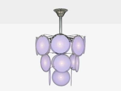 Mid Century Modern Purple Murano Glass Chrome Pendant Light 1960s