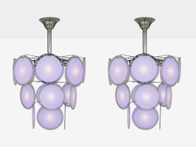 Mid Century Modern Purple Murano Glass Chrome Pendant Light 1960s