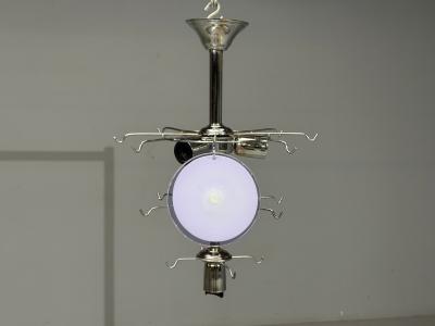 Mid Century Modern Purple Murano Glass Chrome Pendant Light 1960s