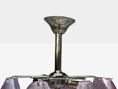 Mid Century Modern Purple Shell Motif Murano Glass Pendant Light 1960s