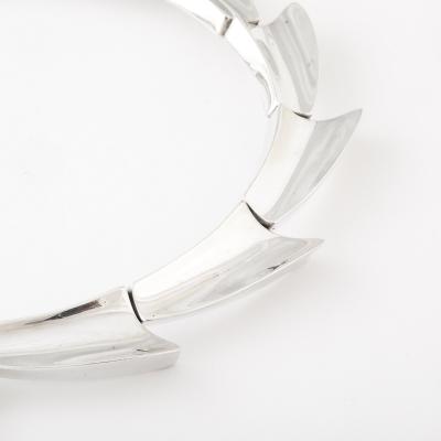 Mid Century Modern Radiant Sterling Silver Spiral Articulating Choker Necklace