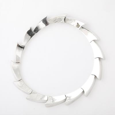Mid Century Modern Radiant Sterling Silver Spiral Articulating Choker Necklace