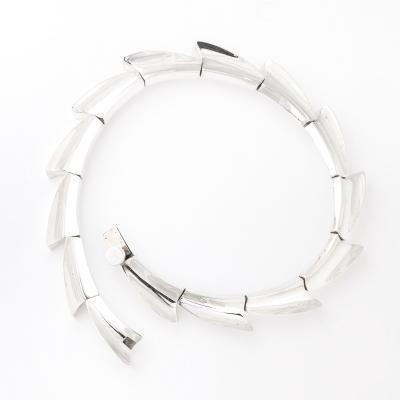 Mid Century Modern Radiant Sterling Silver Spiral Articulating Choker Necklace