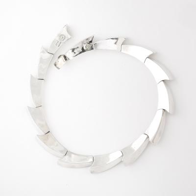 Mid Century Modern Radiant Sterling Silver Spiral Articulating Choker Necklace
