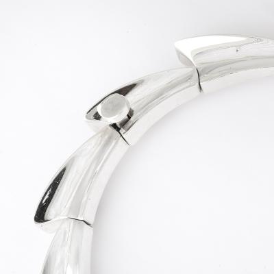 Mid Century Modern Radiant Sterling Silver Spiral Articulating Choker Necklace