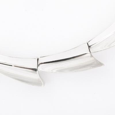 Mid Century Modern Radiant Sterling Silver Spiral Articulating Choker Necklace