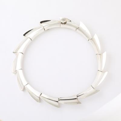 Mid Century Modern Radiant Sterling Silver Spiral Articulating Choker Necklace