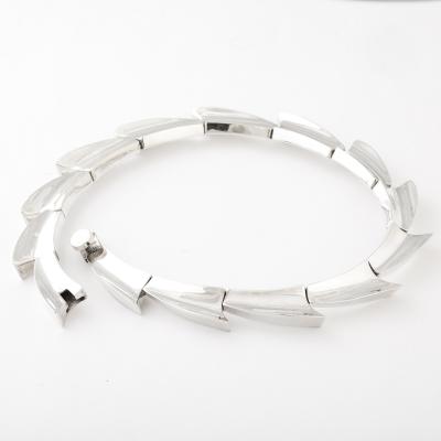 Mid Century Modern Radiant Sterling Silver Spiral Articulating Choker Necklace