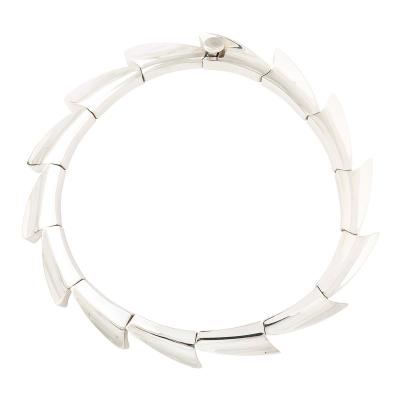 Mid Century Modern Radiant Sterling Silver Spiral Articulating Choker Necklace