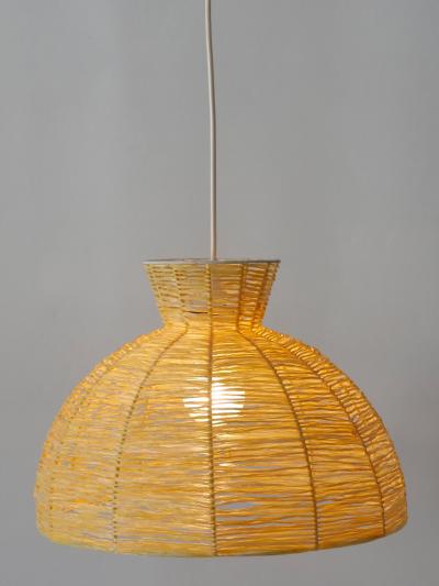 Mid Century Modern Raffia Bast Pendant Lamp or Hanging Light Germany 1970s