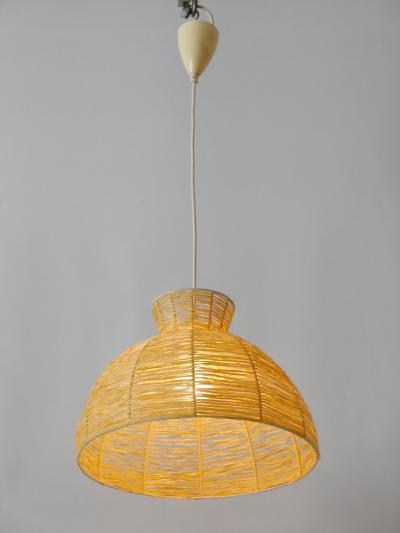 Mid Century Modern Raffia Bast Pendant Lamp or Hanging Light Germany 1970s