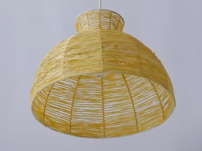 Mid Century Modern Raffia Bast Pendant Lamp or Hanging Light Germany 1970s