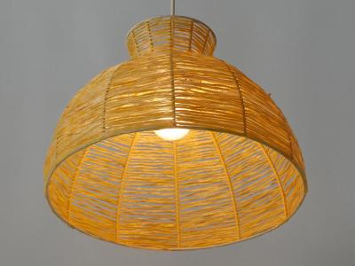 Mid Century Modern Raffia Bast Pendant Lamp or Hanging Light Germany 1970s