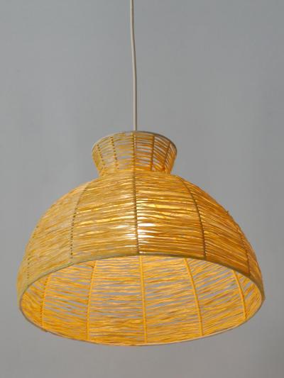 Mid Century Modern Raffia Bast Pendant Lamp or Hanging Light Germany 1970s