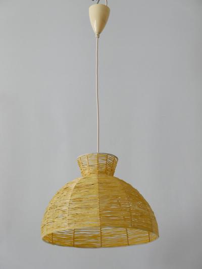 Mid Century Modern Raffia Bast Pendant Lamp or Hanging Light Germany 1970s