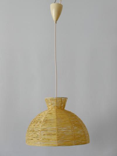 Mid Century Modern Raffia Bast Pendant Lamp or Hanging Light Germany 1970s