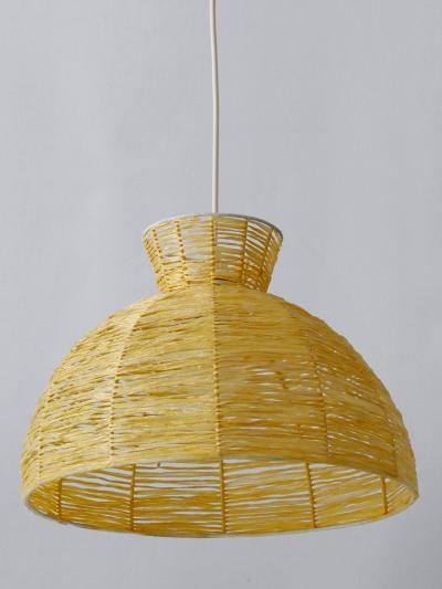 Mid Century Modern Raffia Bast Pendant Lamp or Hanging Light Germany 1970s