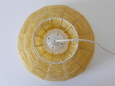 Mid Century Modern Raffia Bast Pendant Lamp or Hanging Light Germany 1970s
