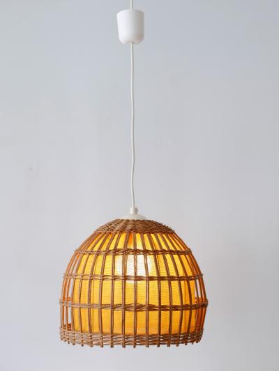 Mid Century Modern Rattan Pendant Lamp or Hanging Light Germany 1960s