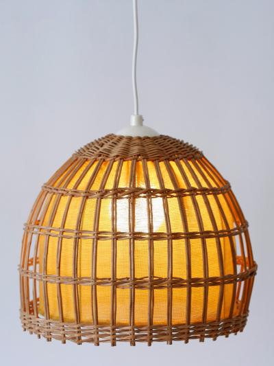 Mid Century Modern Rattan Pendant Lamp or Hanging Light Germany 1960s