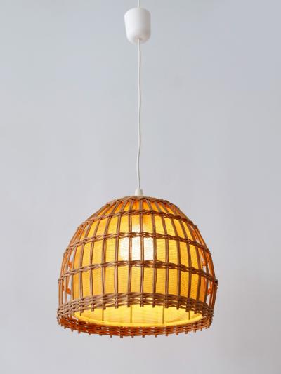 Mid Century Modern Rattan Pendant Lamp or Hanging Light Germany 1960s