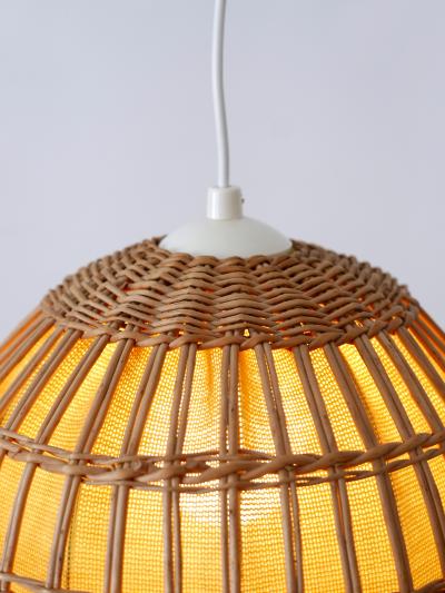 Mid Century Modern Rattan Pendant Lamp or Hanging Light Germany 1960s