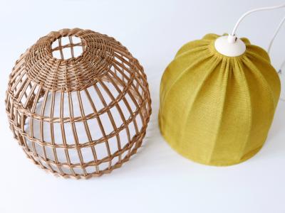 Mid Century Modern Rattan Pendant Lamp or Hanging Light Germany 1960s