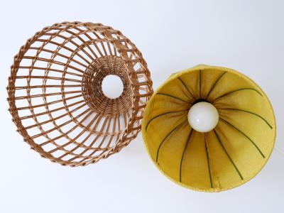 Mid Century Modern Rattan Pendant Lamp or Hanging Light Germany 1960s