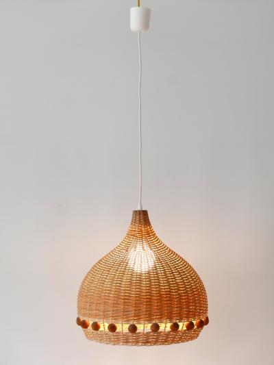 Mid Century Modern Rattan Tulip Pendant Lamps or Hanging Lights Germany 1960s