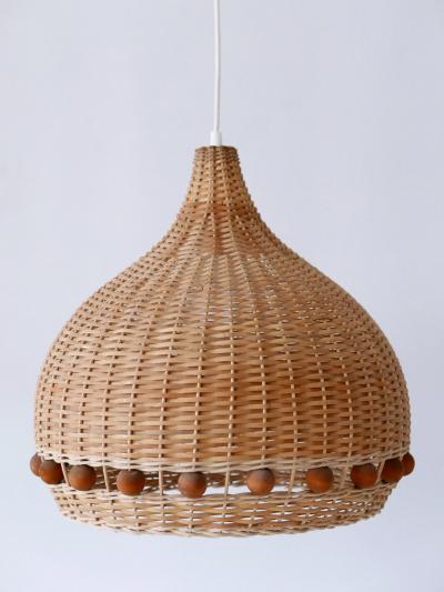 Mid Century Modern Rattan Tulip Pendant Lamps or Hanging Lights Germany 1960s