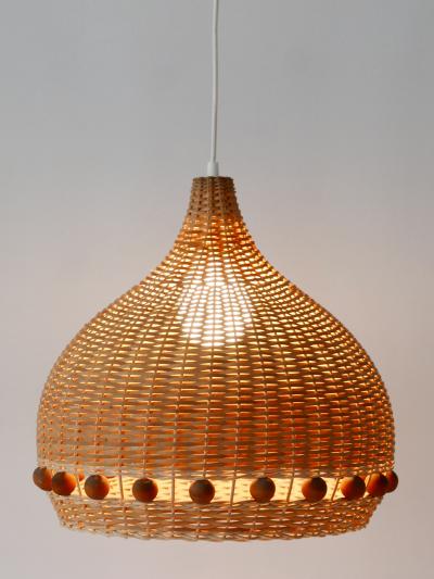 Mid Century Modern Rattan Tulip Pendant Lamps or Hanging Lights Germany 1960s