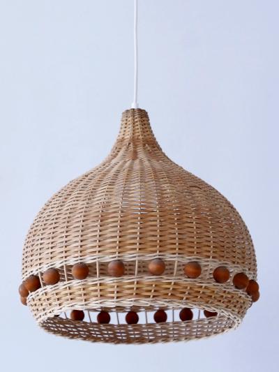 Mid Century Modern Rattan Tulip Pendant Lamps or Hanging Lights Germany 1960s