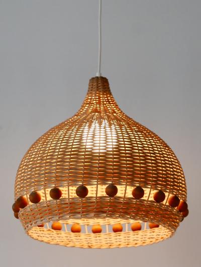 Mid Century Modern Rattan Tulip Pendant Lamps or Hanging Lights Germany 1960s