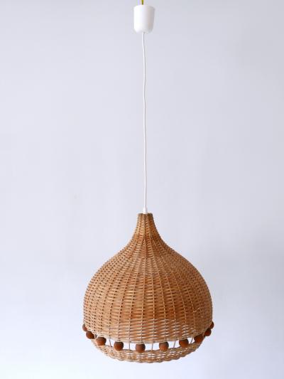 Mid Century Modern Rattan Tulip Pendant Lamps or Hanging Lights Germany 1960s