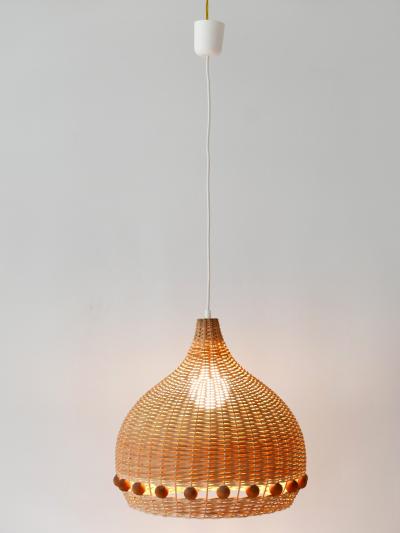 Mid Century Modern Rattan Tulip Pendant Lamps or Hanging Lights Germany 1960s