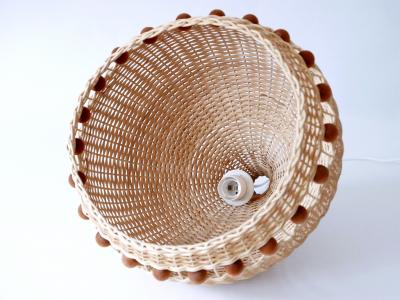 Mid Century Modern Rattan Tulip Pendant Lamps or Hanging Lights Germany 1960s