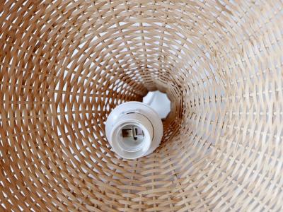 Mid Century Modern Rattan Tulip Pendant Lamps or Hanging Lights Germany 1960s