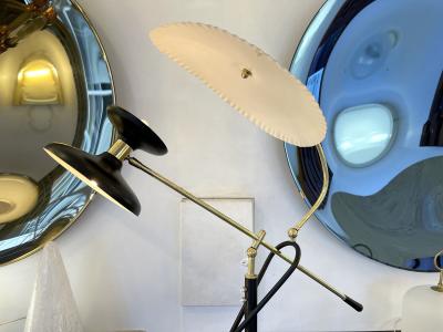 Mid Century Modern Reading Floor Lamp Brass lacquered Metal Italy 1950s