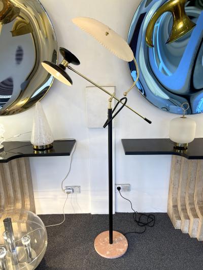 Mid Century Modern Reading Floor Lamp Brass lacquered Metal Italy 1950s