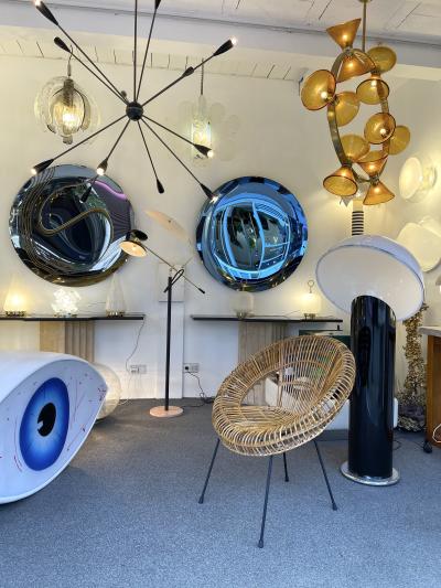 Mid Century Modern Reading Floor Lamp Brass lacquered Metal Italy 1950s
