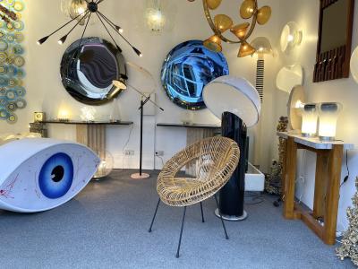 Mid Century Modern Reading Floor Lamp Brass lacquered Metal Italy 1950s